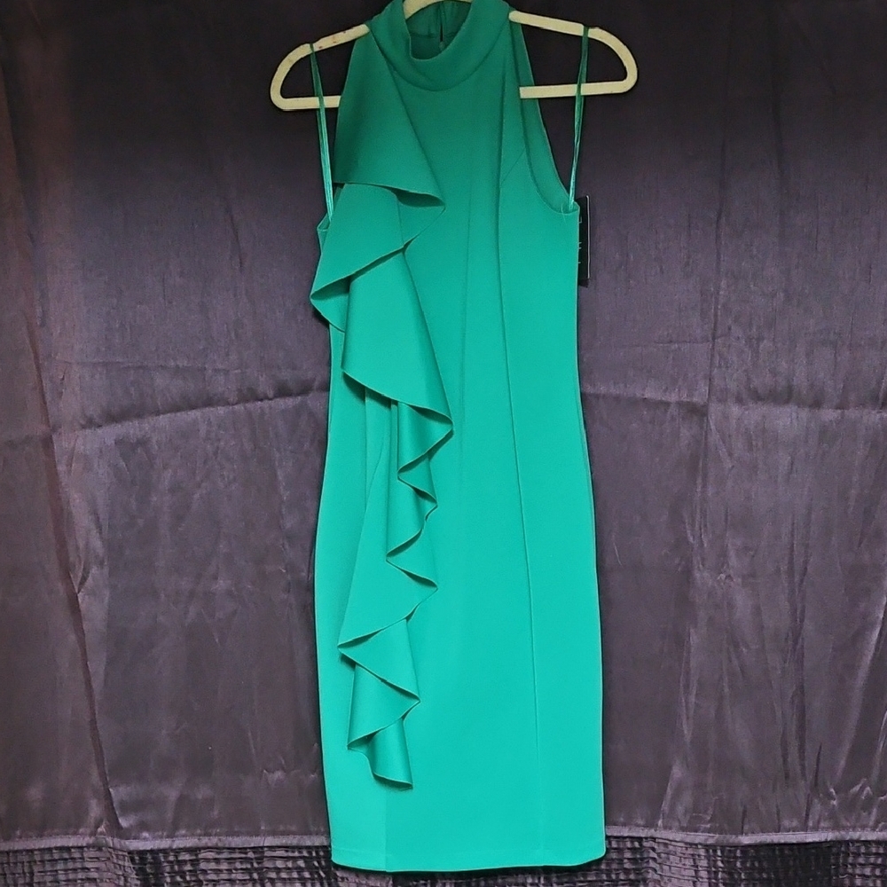 Jessica Howard Teal Ruffle Midi Dress